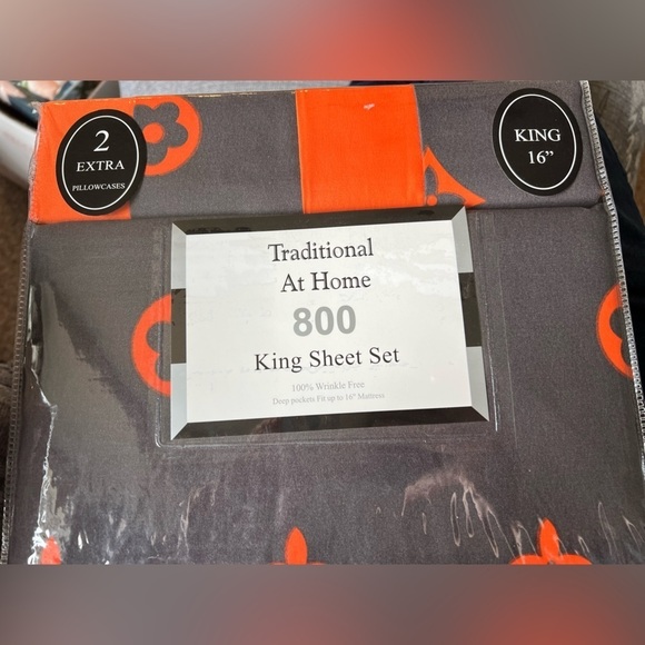 New King Sheet Set - Charcoal and Orange - Picture 3 of 3